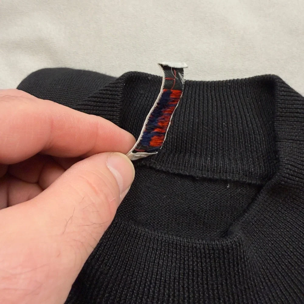 Gran Sasso Mens Black Wool Cashmere Silk Mock Neck Sweater Made in Italy XL